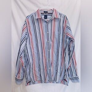Men's GAP Multicolor Stripe Long Sleeve Collared Classic Fit Button Up Shirt